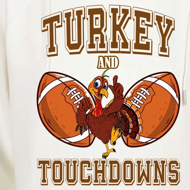 Turkey And Touchdowns Thanksgiving Football Womens Funnel Neck Pullover Hood