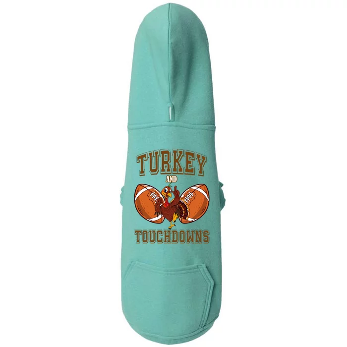 Turkey And Touchdowns Thanksgiving Football Doggie 3-End Fleece Hoodie