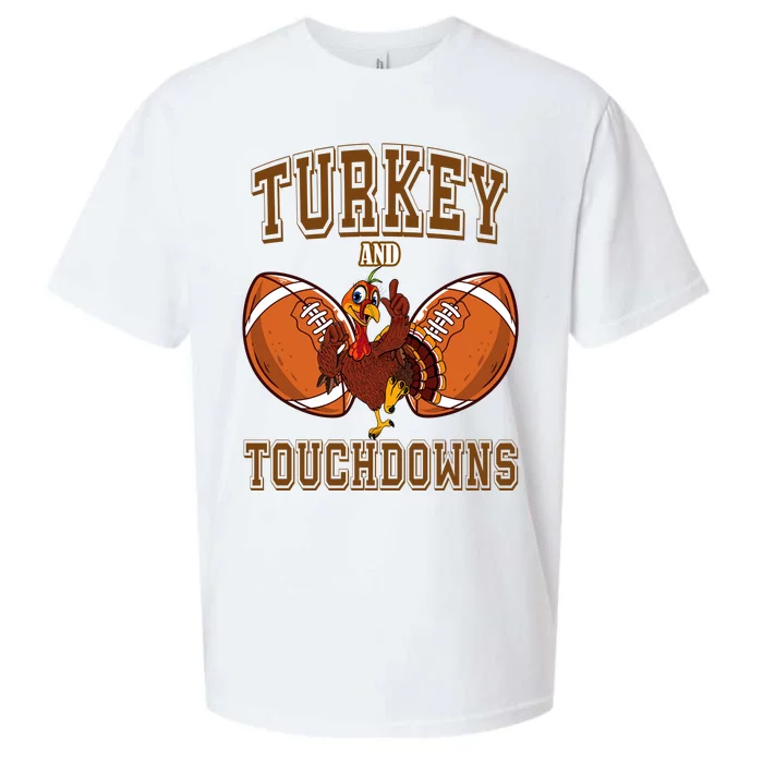 Turkey And Touchdowns Thanksgiving Football Sueded Cloud Jersey T-Shirt