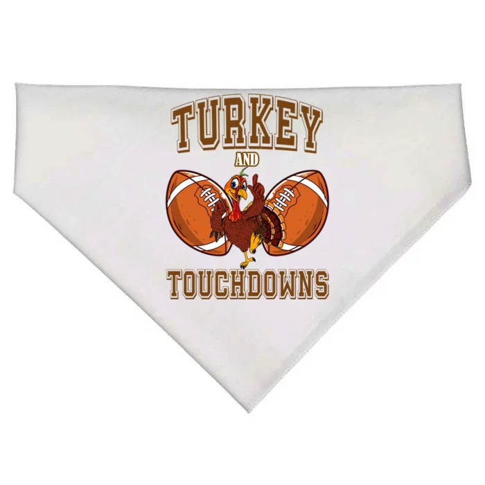 Turkey And Touchdowns Thanksgiving Football USA-Made Doggie Bandana