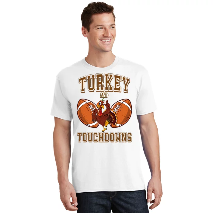 Turkey And Touchdowns Thanksgiving Football T-Shirt