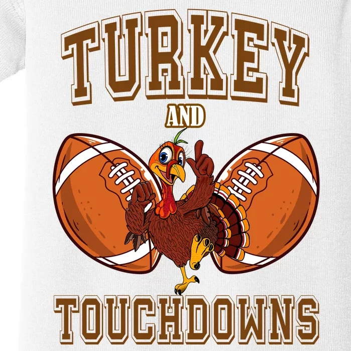 Turkey And Touchdowns Thanksgiving Football Baby Bodysuit