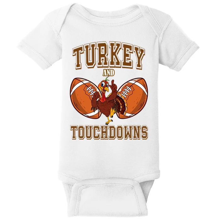 Turkey And Touchdowns Thanksgiving Football Baby Bodysuit