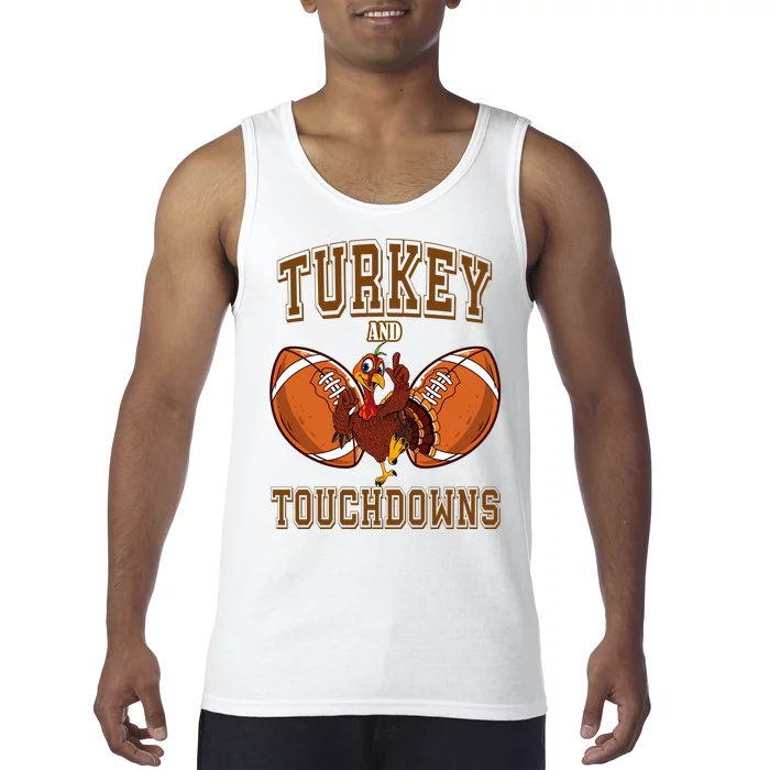 Turkey And Touchdowns Thanksgiving Football Tank Top