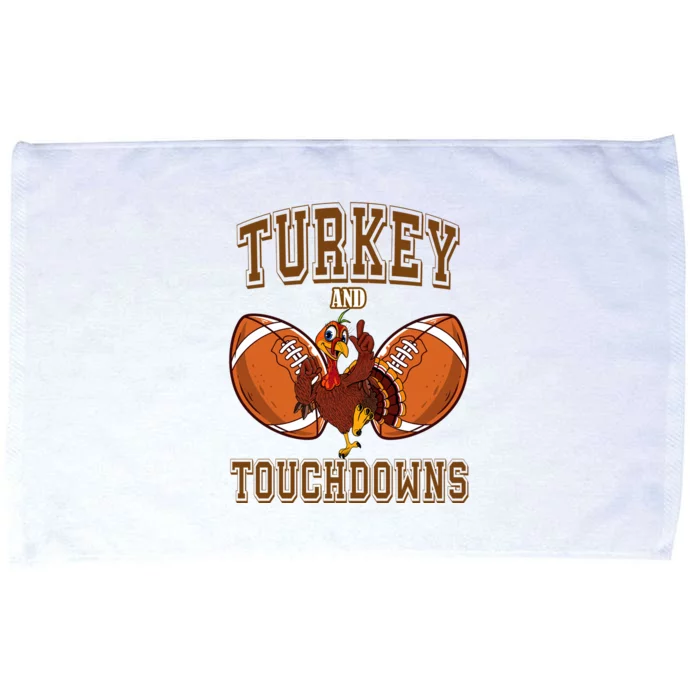 Turkey And Touchdowns Thanksgiving Football Microfiber Hand Towel