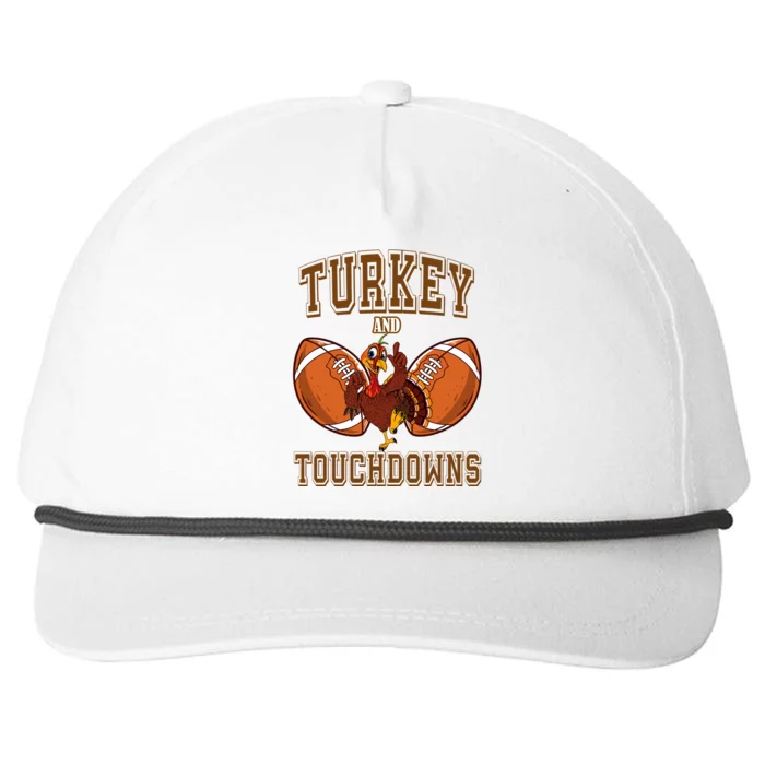 Turkey And Touchdowns Thanksgiving Football Snapback Five-Panel Rope Hat