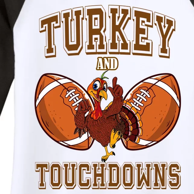 Turkey And Touchdowns Thanksgiving Football Women's Tri-Blend 3/4-Sleeve Raglan Shirt