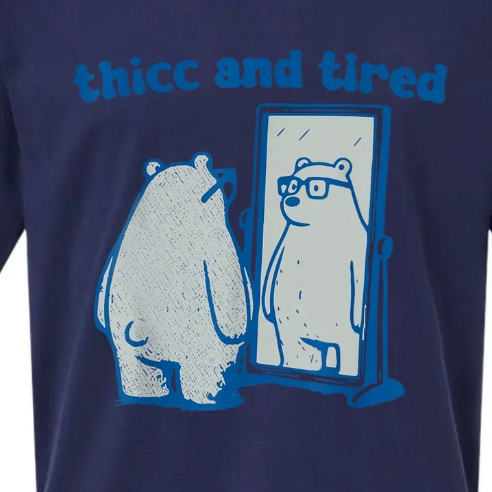 Thicc And Tired Bear Sueded Cloud Jersey T-Shirt