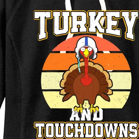 Turkey and Touchdowns Funny Thanksgiving Football Boys Women's Fleece Hoodie