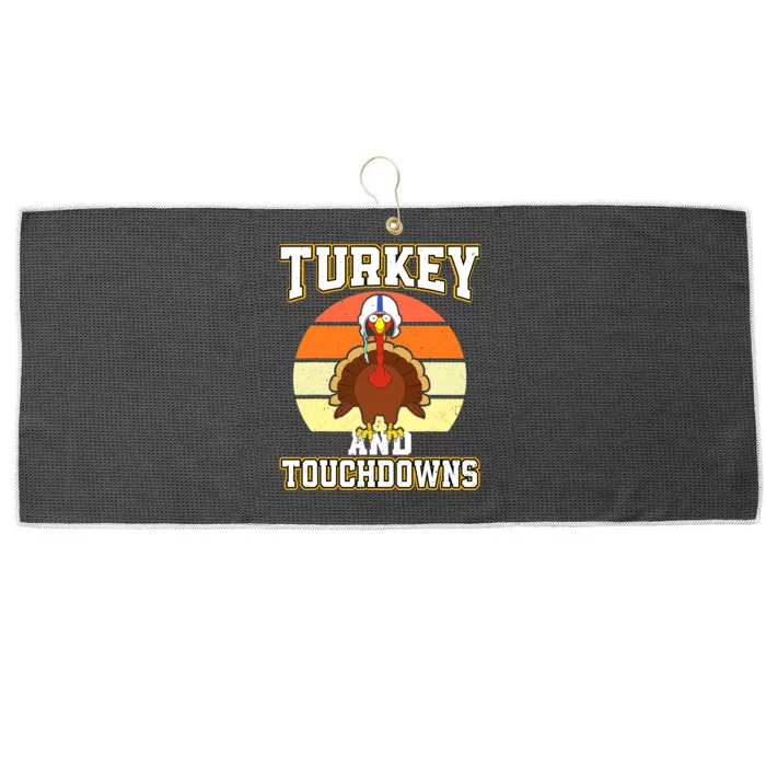 Turkey and Touchdowns Funny Thanksgiving Football Boys Large Microfiber Waffle Golf Towel