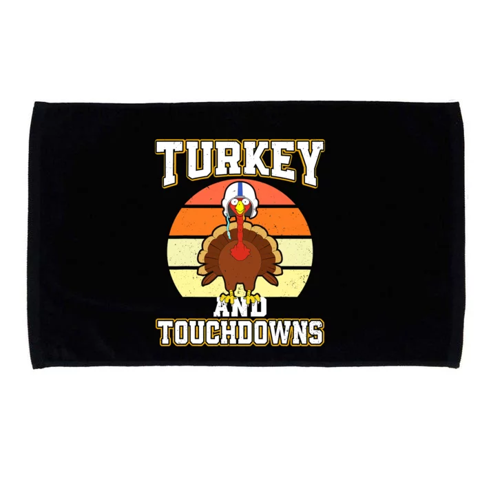 Turkey and Touchdowns Funny Thanksgiving Football Boys Microfiber Hand Towel