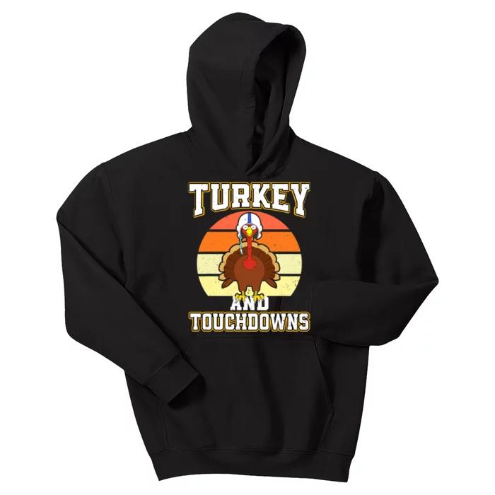 Turkey and Touchdowns Funny Thanksgiving Football Boys Kids Hoodie