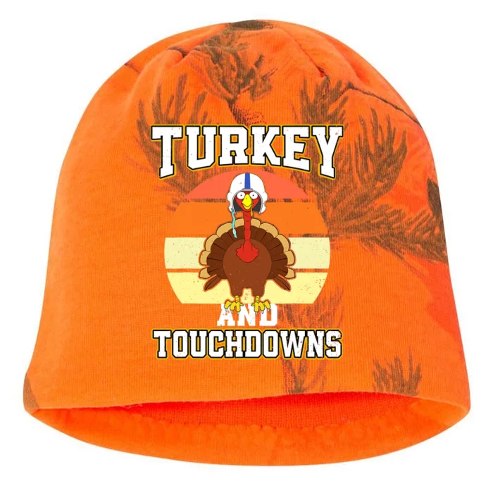 Turkey and Touchdowns Funny Thanksgiving Football Boys Kati - Camo Knit Beanie