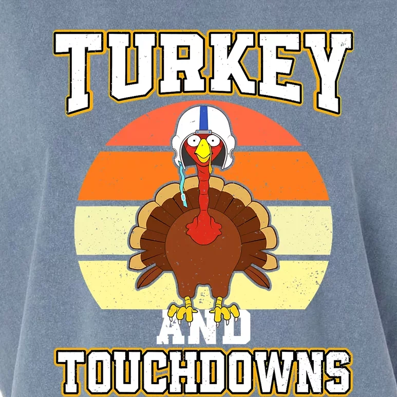 Turkey and Touchdowns Funny Thanksgiving Football Boys Garment-Dyed Women's Muscle Tee