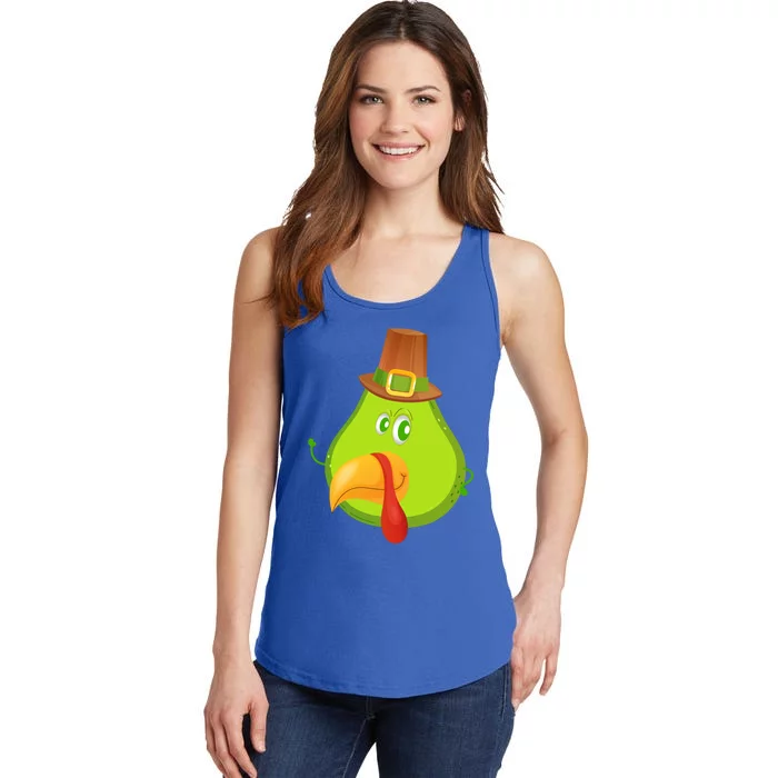 Thankful Avocado Turkey Face Happy Thanksgiving Turkey Gift Ladies Essential Tank