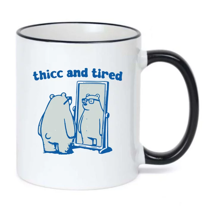 Thicc And Tired Bear Black Color Changing Mug