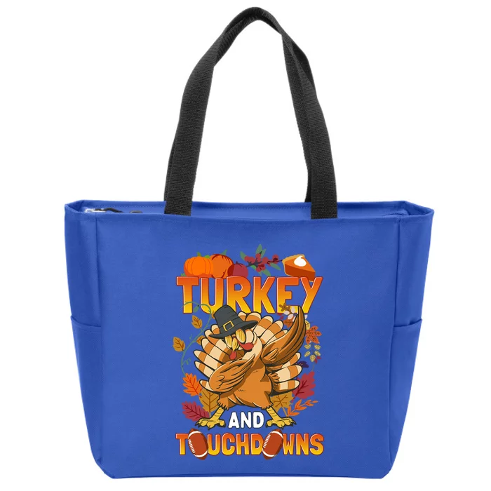 Thanksgiving And Touchdowns Dabbing Turkey And Football Gift Zip Tote Bag