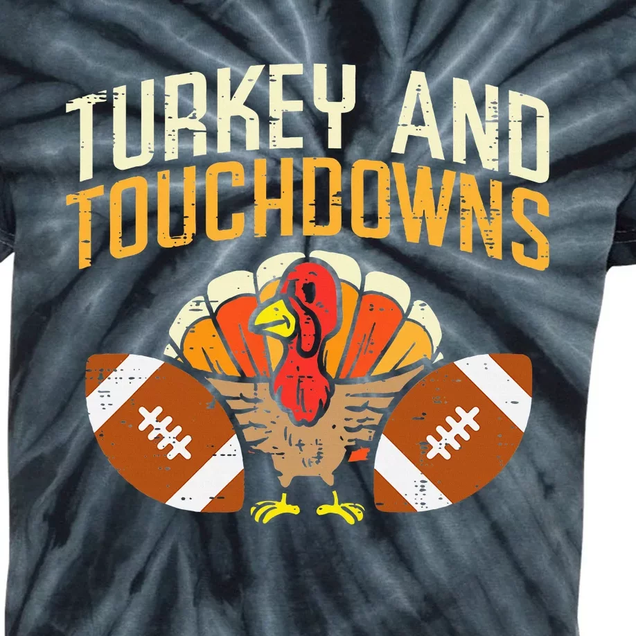 Turkey And Touchdowns American Football Thanksgiving Season Kids Tie-Dye T-Shirt