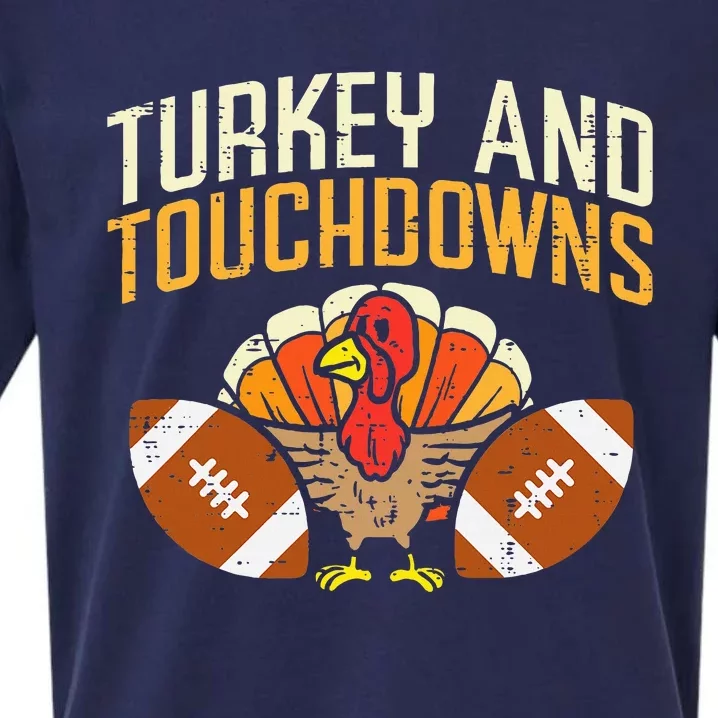 Turkey And Touchdowns American Football Thanksgiving Season Sueded Cloud Jersey T-Shirt