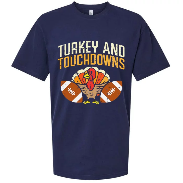 Turkey And Touchdowns American Football Thanksgiving Season Sueded Cloud Jersey T-Shirt