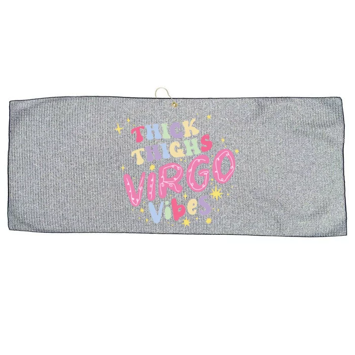 Thick And Thighs Virgo Vibes August September Birthday Groovy Gift Large Microfiber Waffle Golf Towel