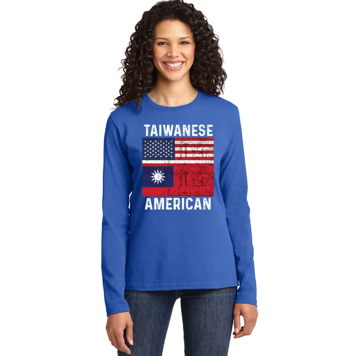 Taiwanese American Taiwan Usa Distressed Flags Great Gift Ladies Long Sleeve Shirt