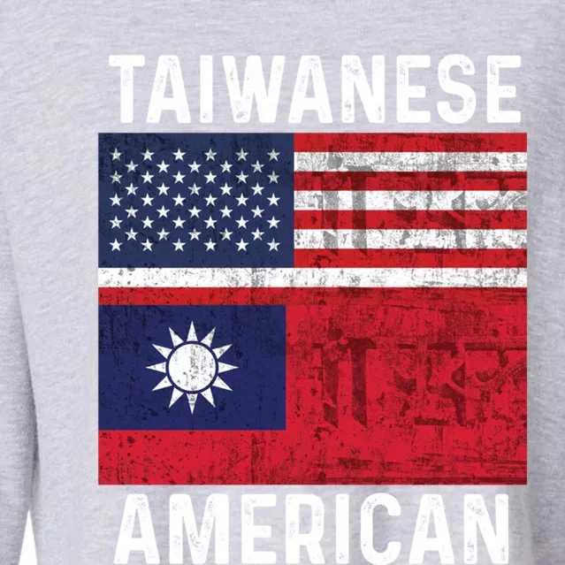 Taiwanese American Taiwan Usa Distressed Flags Great Gift Cropped Pullover Crew