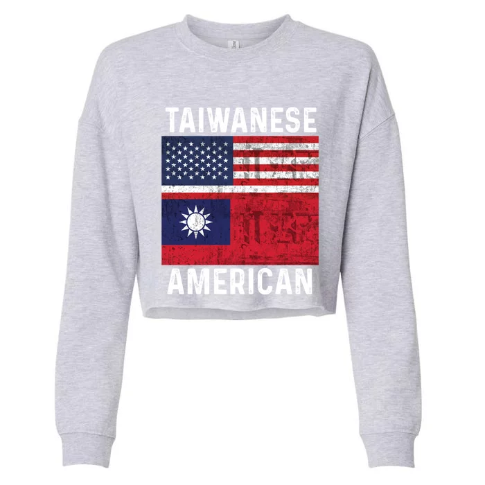 Taiwanese American Taiwan Usa Distressed Flags Great Gift Cropped Pullover Crew