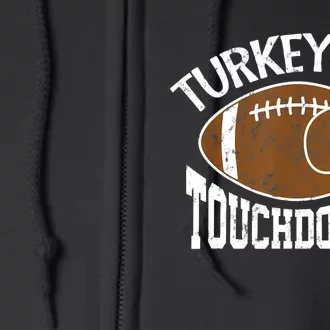 Turkey and Touchdowns Funny Thanksgiving Football Full Zip Hoodie