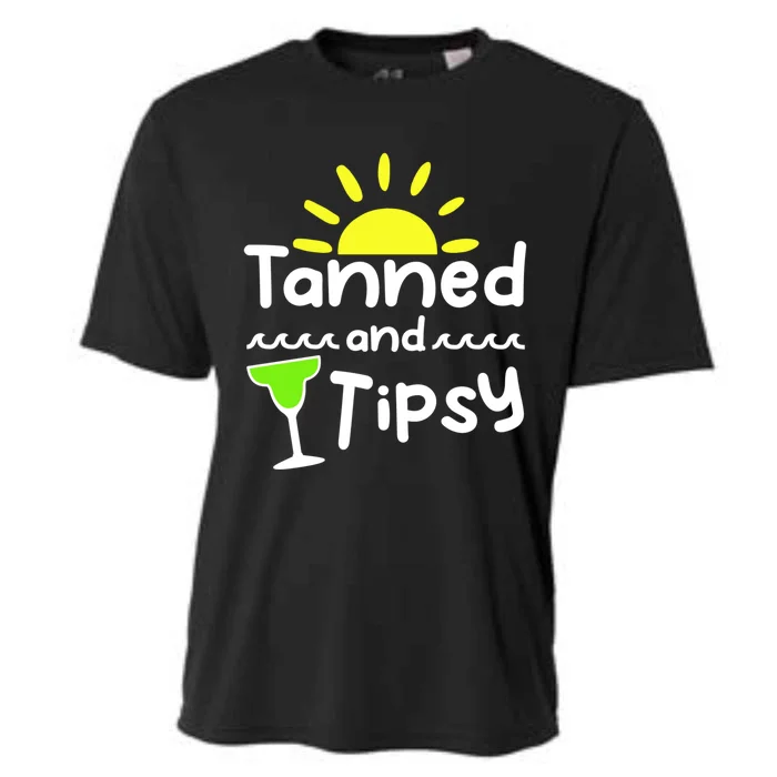 Tanned And Tipsy Sunshine Beach Margarita Meaningful Gift Cooling Performance Crew T-Shirt