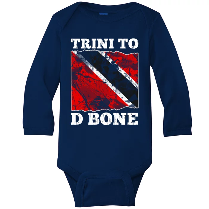 Trinidad And Tobago Flaggift Trini To D Bone Great Gift Baby Long Sleeve Bodysuit