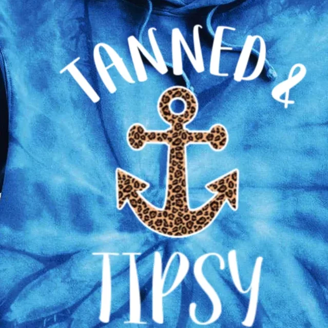 Tanned And Tipsy Anchor Leopard Print Beach Vacation Boat Gift Tie Dye Hoodie