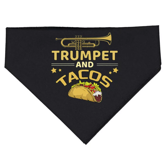 Trumpet And Tacos Lover Marching Band Trumpet Player Gift USA-Made Doggie Bandana