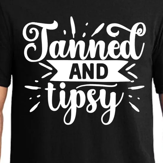 Tanned and Tipsy Funny Graphic Tees For Wo and Tank Top Pajama Set