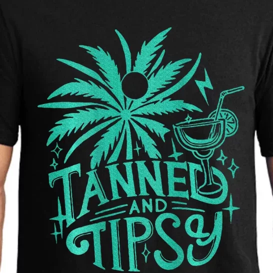 Tanned And Tipsy Beach Summer Pajama Set