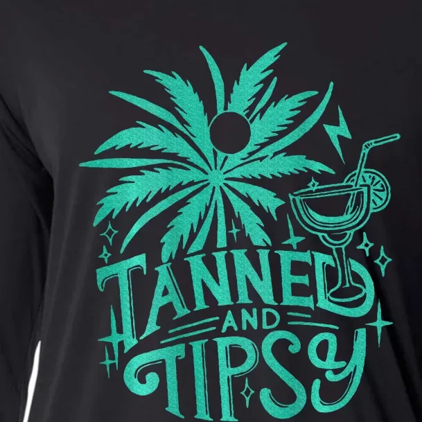 Tanned And Tipsy Beach Summer Cooling Performance Long Sleeve Crew