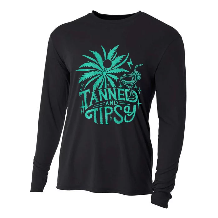 Tanned And Tipsy Beach Summer Cooling Performance Long Sleeve Crew