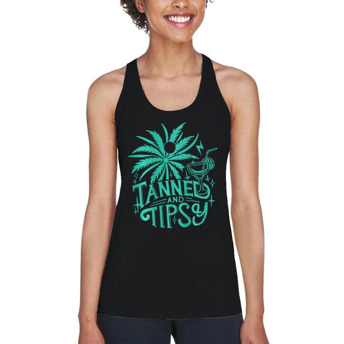 Tanned And Tipsy Beach Summer Women's Racerback Tank