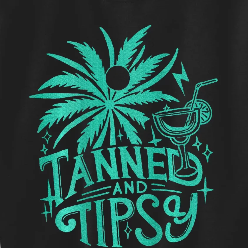 Tanned And Tipsy Beach Summer Kids Sweatshirt