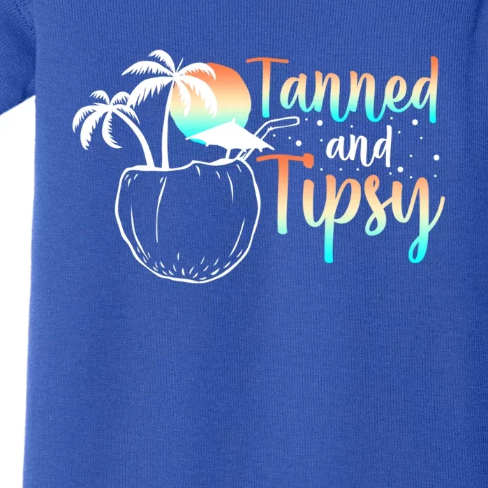 Tanned And Tipsy N Retro Beach Vacation Cute Gift Baby Bodysuit