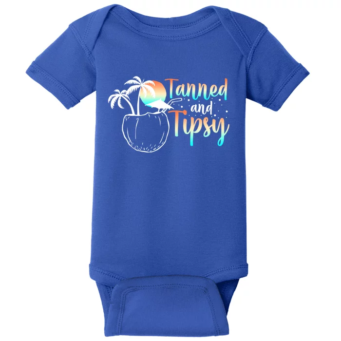 Tanned And Tipsy N Retro Beach Vacation Cute Gift Baby Bodysuit