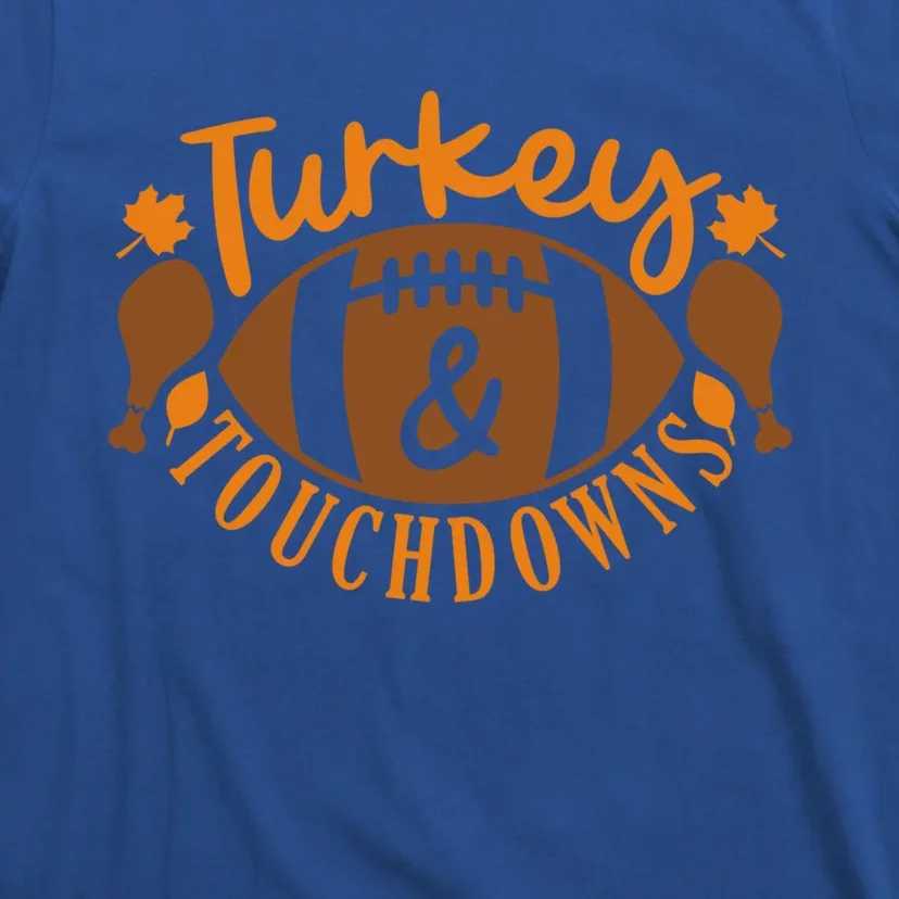 Turkey And Touchdowns Football Retro Thanksgiving Cute Gift T-Shirt