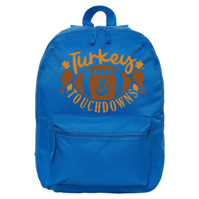 Turkey And Touchdowns Football Retro Thanksgiving Cute Gift 16 in Basic Backpack