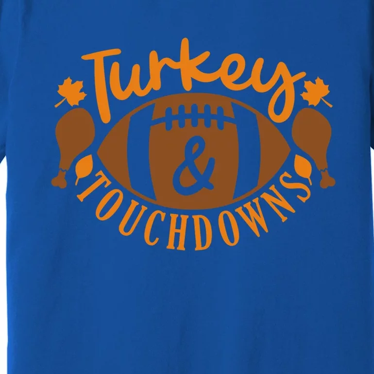 Turkey And Touchdowns Football Retro Thanksgiving Cute Gift Premium T-Shirt