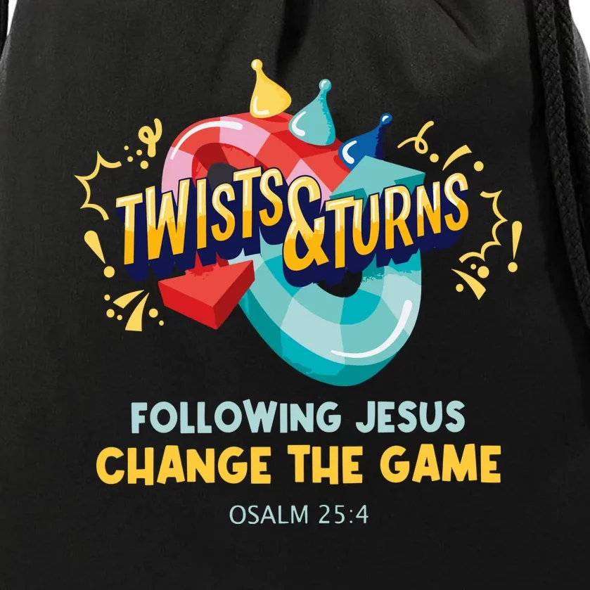 Twists And Turns VBS Follow Jesus Change The Games Drawstring Bag