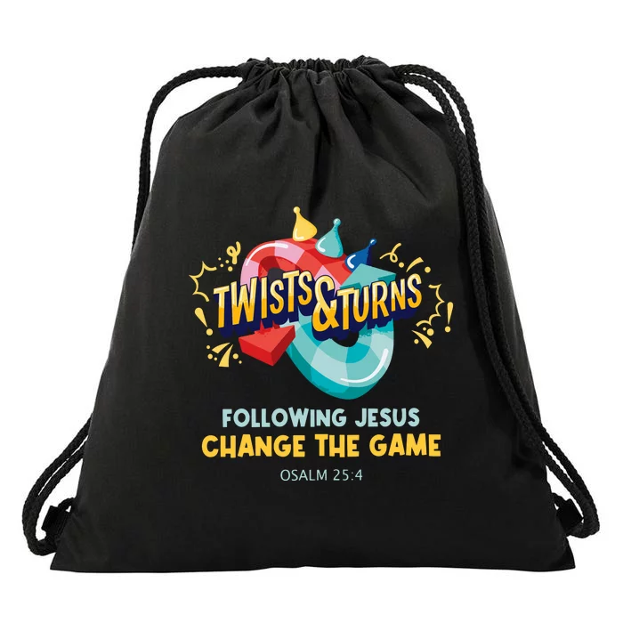 Twists And Turns VBS Follow Jesus Change The Games Drawstring Bag