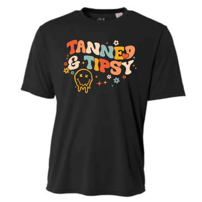 Tanned And Tipsy Funny Summer Tops Beach Meaningful Gift Cooling Performance Crew T-Shirt