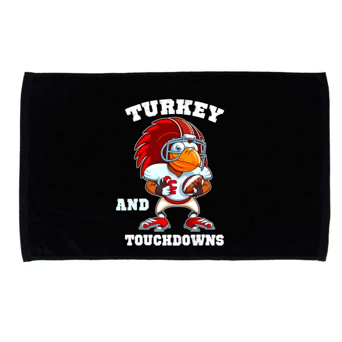 Turkey And Touchdowns Football Thanksgiving Funny Microfiber Hand Towel