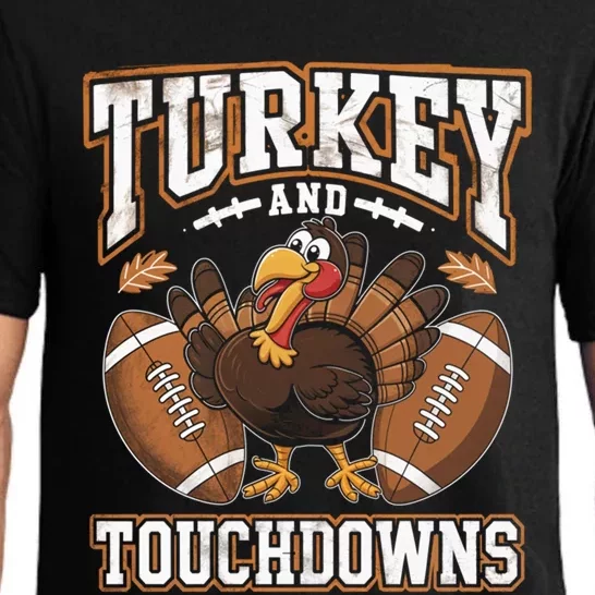 Turkey And Touchdowns Football Thanksgiving Meaningful Gift Pajama Set