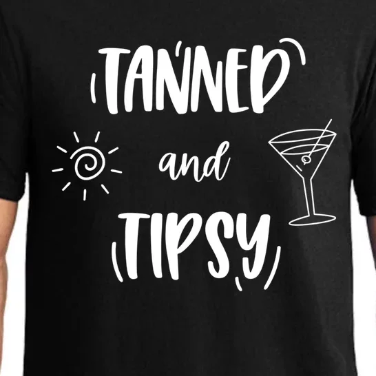 Tanned And Tipsy Funny Wine Day Ing Beach Meaningful Gift Pajama Set